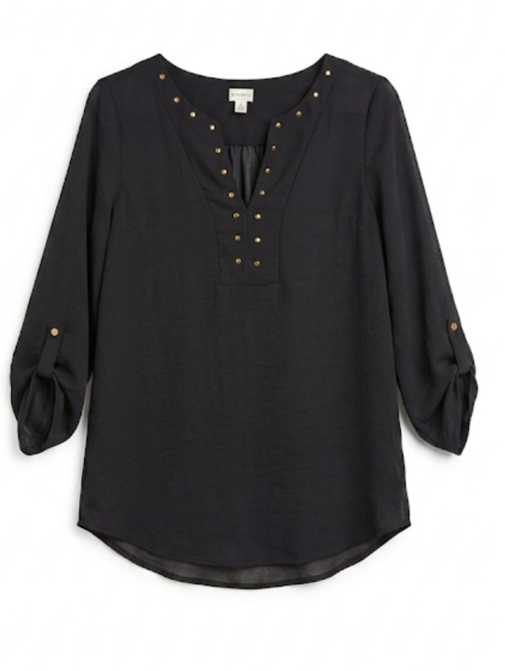 Dynamite women's black studded v-neck lightweight blouse size M